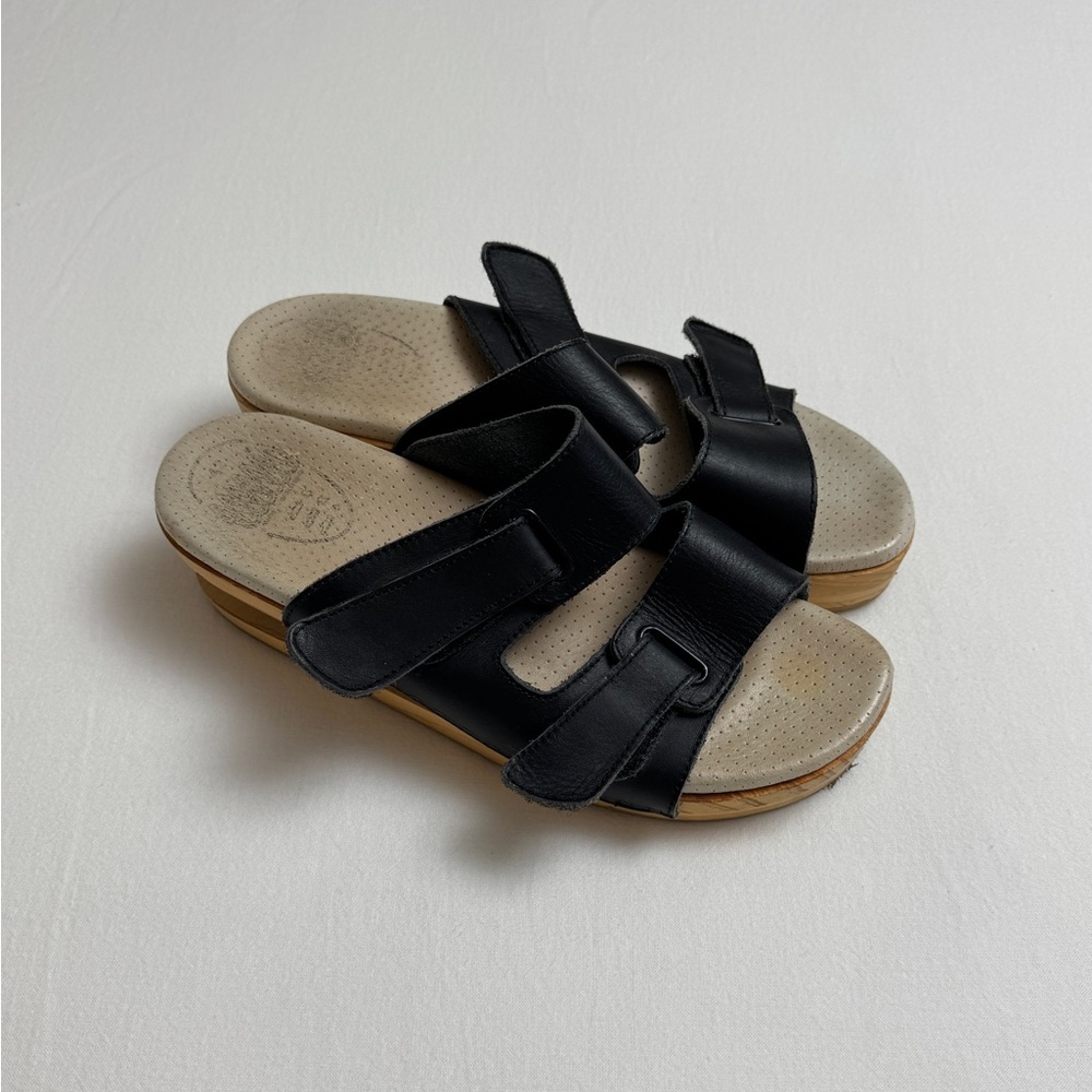 J Rubio Z Coil Platform Spring Black Leather Clogs Sandals Luver Size EU 42 - Picture 13 of 14